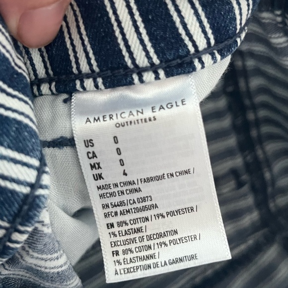 AE Next Level Stretch High Waisted Denim Striped Shorts - Picture 5 of 5